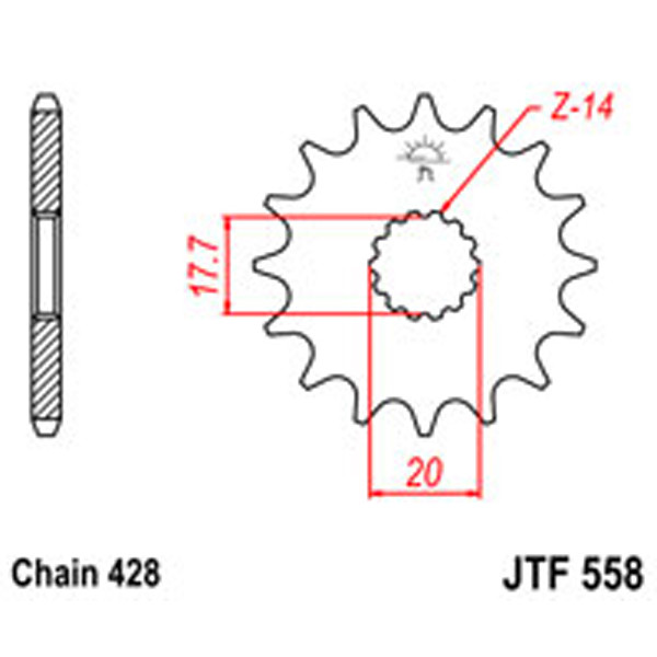 JT JT Gear Box Sprockets G/B 558-20 YAM (577)